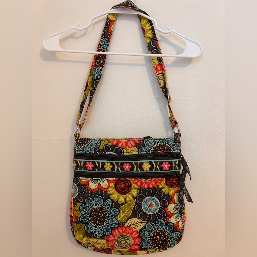 Vera Bradley Triple Zip Crossbody In Flower Shower